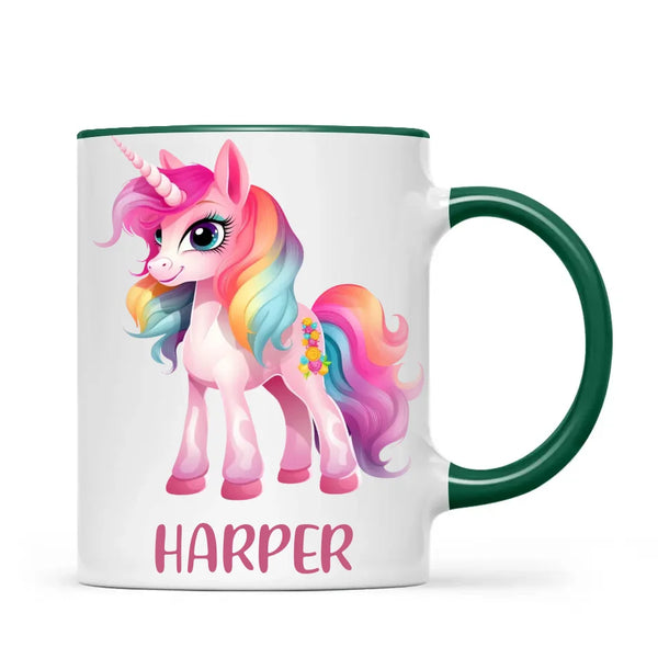 Personalised Unicorn Cup with Name - Custom Kids Unicorn Mug - Rainbow Unicorn Gift for Girls - 11oz, 6oz or Enamel - NZ Made