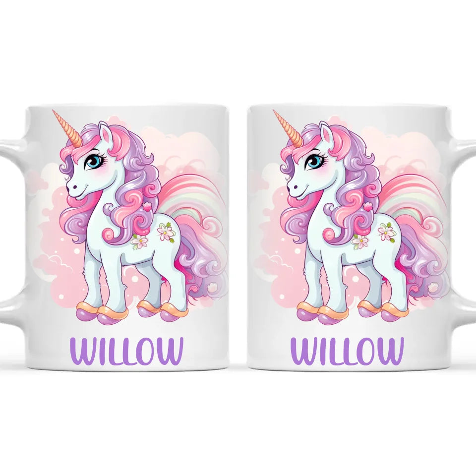 Personalised Unicorn Cup - Custom Kids Name Mug - Pastel Unicorn Gift for Girls - 11oz, 6oz or Enamel - Made in NZ