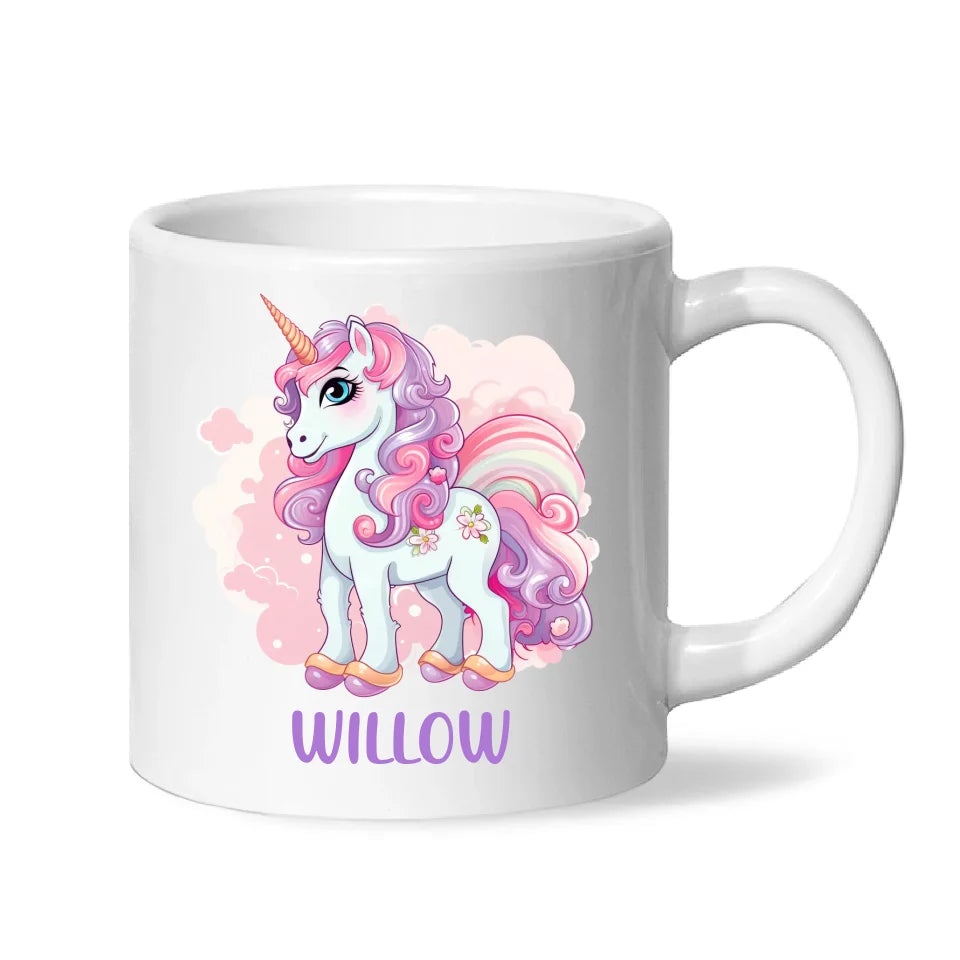 Personalised Unicorn Cup - Custom Kids Name Mug - Pastel Unicorn Gift for Girls - 11oz, 6oz or Enamel - Made in NZ