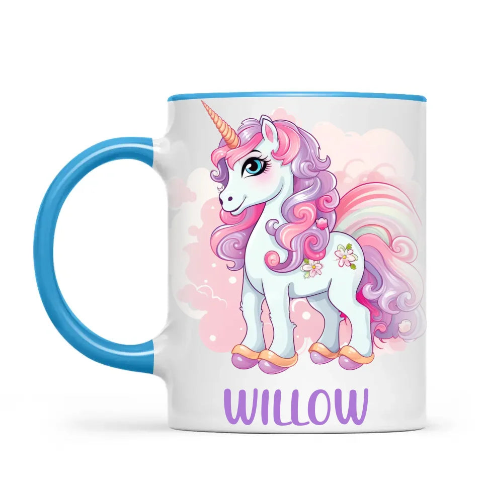 Personalised Unicorn Cup - Custom Kids Name Mug - Pastel Unicorn Gift for Girls - 11oz, 6oz or Enamel - Made in NZ