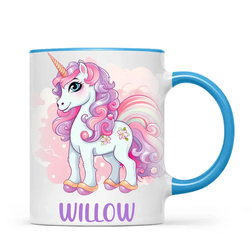Personalised Unicorn Cup - Custom Kids Name Mug - Pastel Unicorn Gift for Girls - 11oz, 6oz or Enamel - Made in NZ