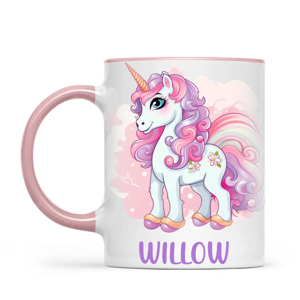 Personalised Unicorn Cup - Custom Kids Name Mug - Pastel Unicorn Gift for Girls - 11oz, 6oz or Enamel - Made in NZ