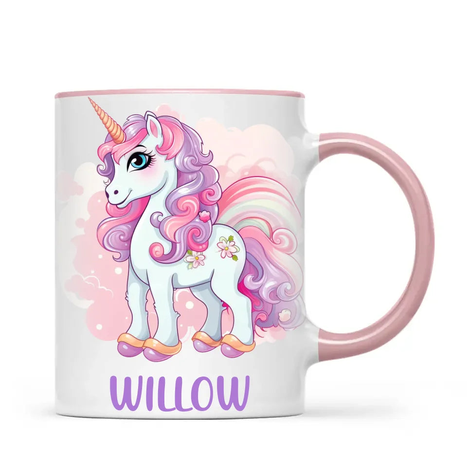 Personalised Unicorn Cup - Custom Kids Name Mug - Pastel Unicorn Gift for Girls - 11oz, 6oz or Enamel - Made in NZ