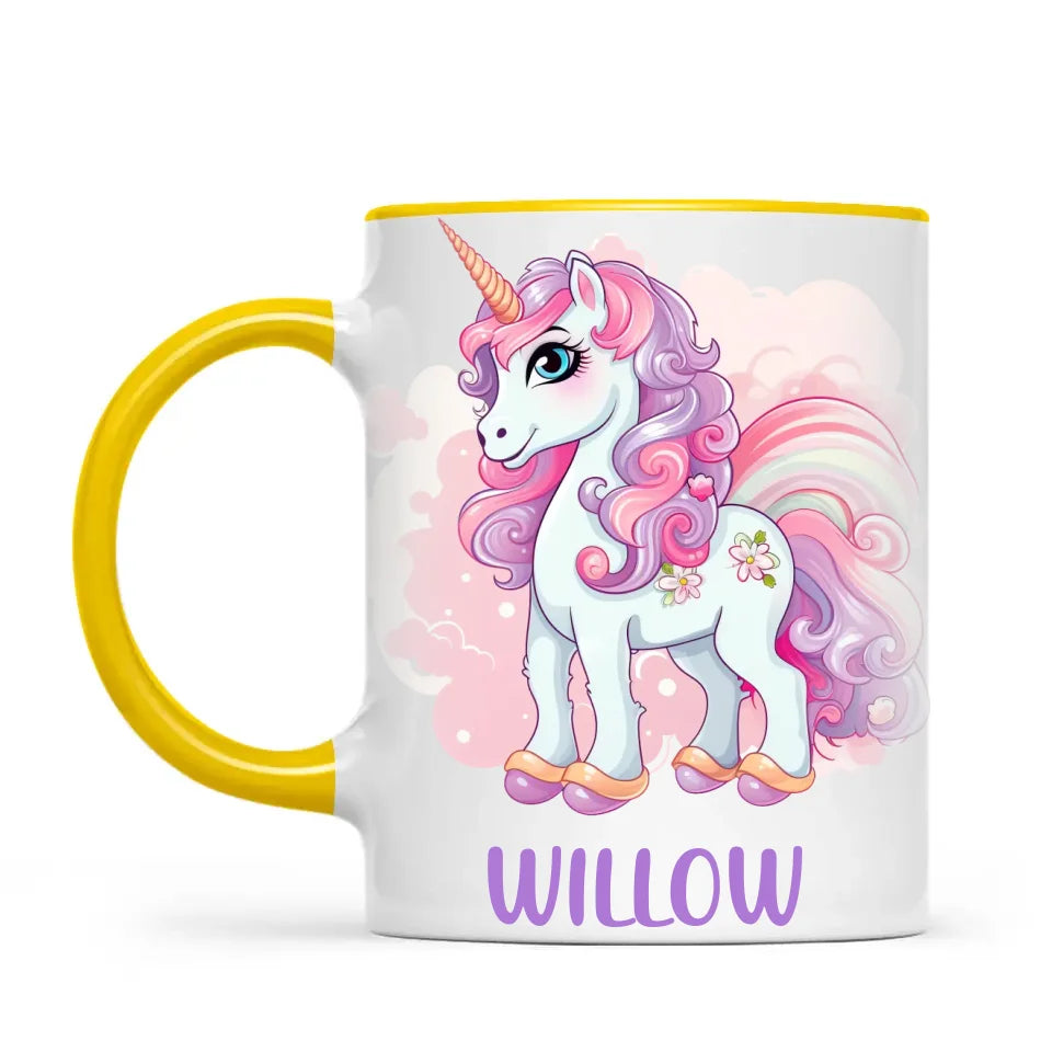 Personalised Unicorn Cup - Custom Kids Name Mug - Pastel Unicorn Gift for Girls - 11oz, 6oz or Enamel - Made in NZ