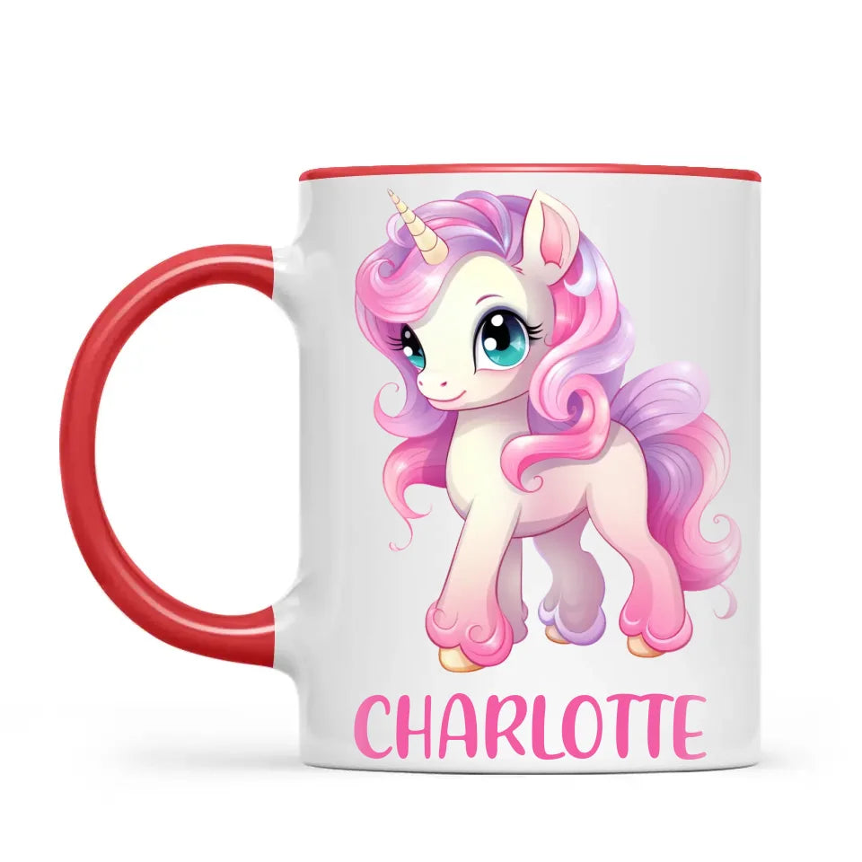 Personalised Unicorn Cup - Custom Name Kids Mug - Pink & Pastel Unicorn Design - Magical Gift for Girls - 11oz, 6oz or Enamel - NZ Made