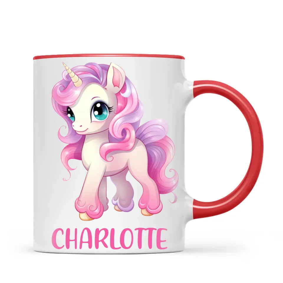 Personalised Unicorn Cup - Custom Name Kids Mug - Pink & Pastel Unicorn Design - Magical Gift for Girls - 11oz, 6oz or Enamel - NZ Made