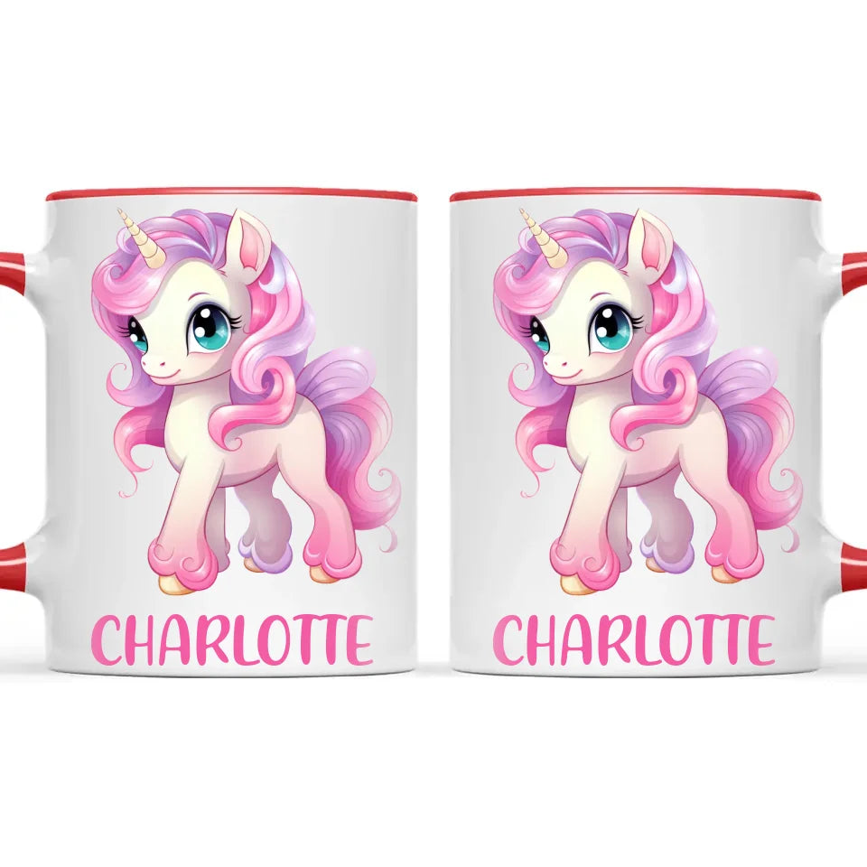 Personalised Unicorn Cup - Custom Name Kids Mug - Pink & Pastel Unicorn Design - Magical Gift for Girls - 11oz, 6oz or Enamel - NZ Made