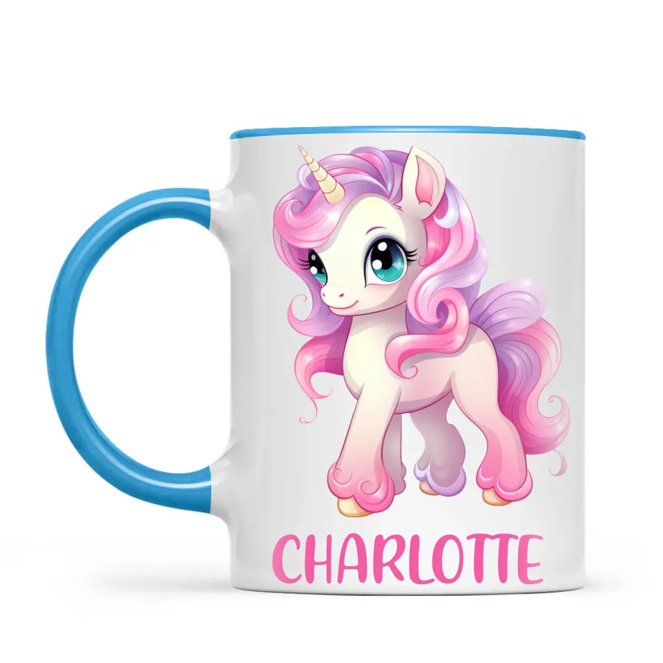 Personalised Unicorn Cup - Custom Name Kids Mug - Pink & Pastel Unicorn Design - Magical Gift for Girls - 11oz, 6oz or Enamel - NZ Made
