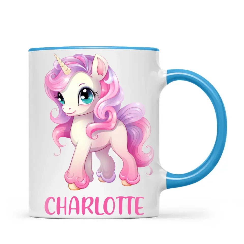 Personalised Unicorn Cup - Custom Name Kids Mug - Pink & Pastel Unicorn Design - Magical Gift for Girls - 11oz, 6oz or Enamel - NZ Made