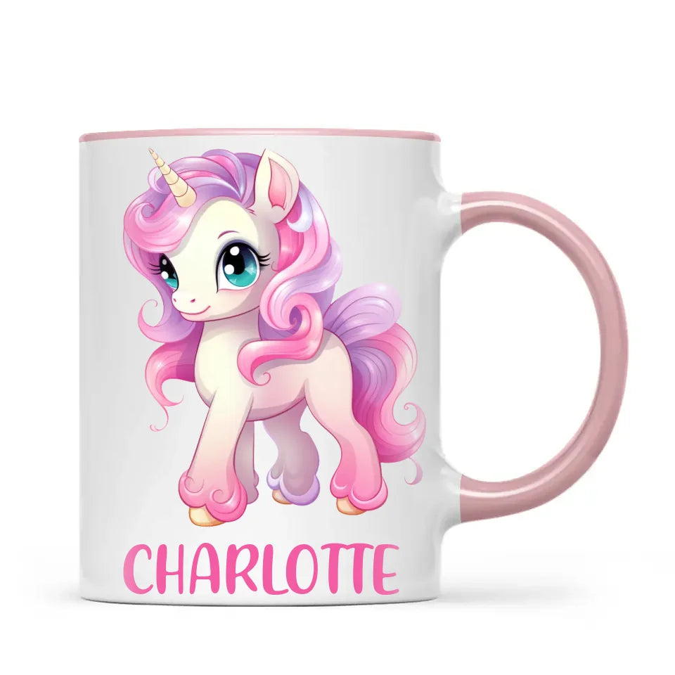 Personalised Unicorn Cup - Custom Name Kids Mug - Pink & Pastel Unicorn Design - Magical Gift for Girls - 11oz, 6oz or Enamel - NZ Made