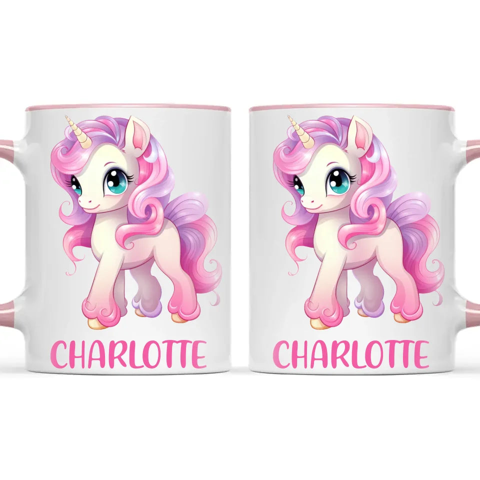 Personalised Unicorn Cup - Custom Name Kids Mug - Pink & Pastel Unicorn Design - Magical Gift for Girls - 11oz, 6oz or Enamel - NZ Made