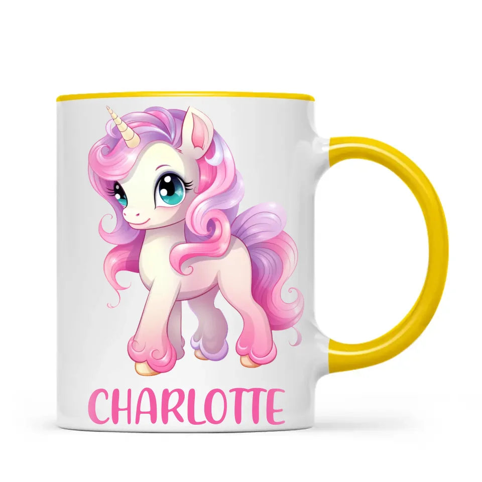 Personalised Unicorn Cup - Custom Name Kids Mug - Pink & Pastel Unicorn Design - Magical Gift for Girls - 11oz, 6oz or Enamel - NZ Made