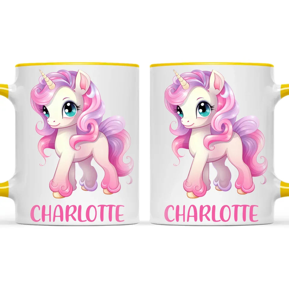 Personalised Unicorn Cup - Custom Name Kids Mug - Pink & Pastel Unicorn Design - Magical Gift for Girls - 11oz, 6oz or Enamel - NZ Made