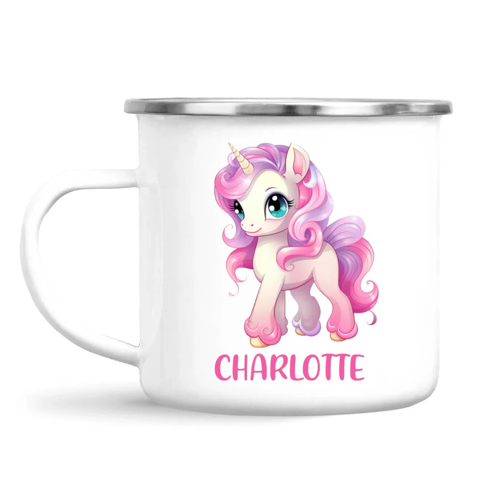 Personalised Unicorn Cup - Custom Name Kids Mug - Pink & Pastel Unicorn Design - Magical Gift for Girls - 11oz, 6oz or Enamel - NZ Made