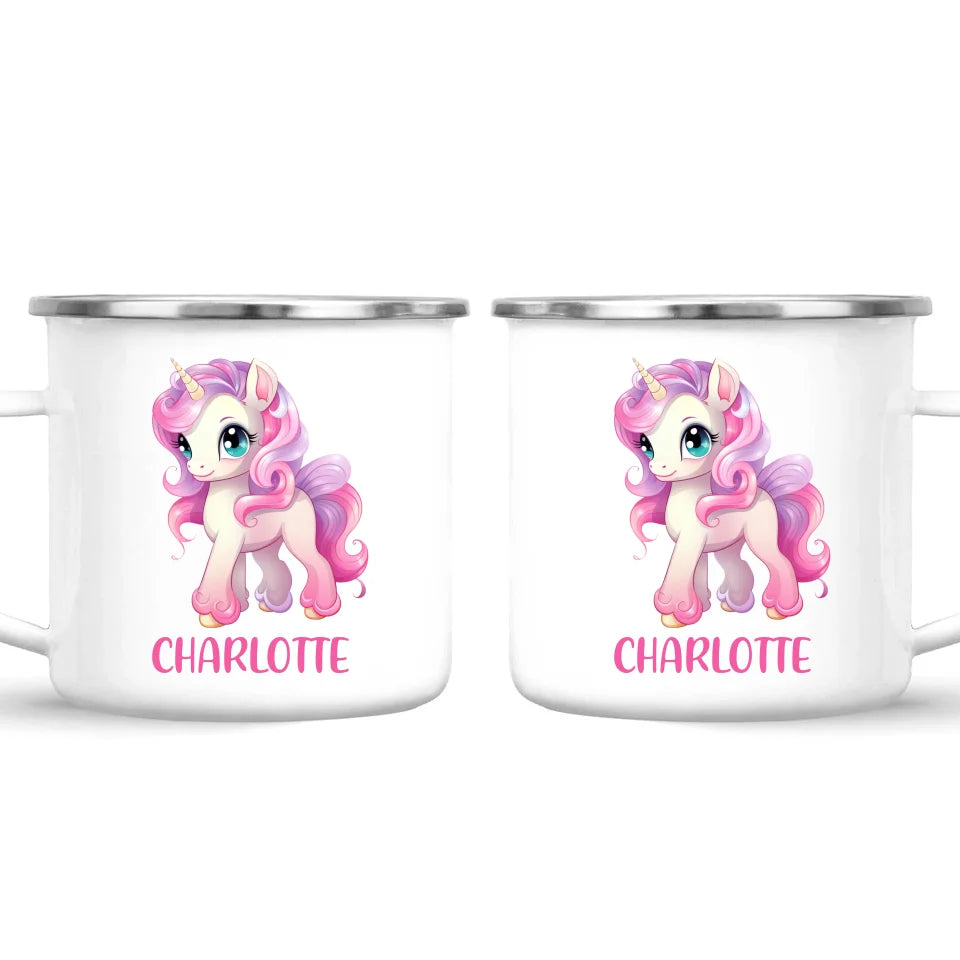 Personalised Unicorn Cup - Custom Name Kids Mug - Pink & Pastel Unicorn Design - Magical Gift for Girls - 11oz, 6oz or Enamel - NZ Made