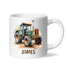 Personalised with Name, Vintage Tractor Kids Mug – Custom Farm Vehicle Cup for Children – Available in 11oz, 6oz & Enamel