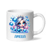 Personalised with Name, Blue Mermaid Princess Kids Mug – Custom Under the Sea Cup for Children – Available in 11oz, 6oz & Enamel