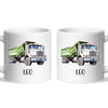 Personalised with Name, Green Dump Truck Kids Mug – Custom Construction Vehicle Cup for Children – Available in 11oz, 6oz & Enamel