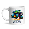 Personalised with Name, Green Monster Truck Kids Mug – Custom Off-Road 4x4 Cup for Children – Available in 11oz, 6oz & Enamel Options
