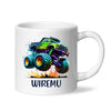 Personalised with Name, Green Monster Truck Kids Mug – Custom Off-Road 4x4 Cup for Children – Available in 11oz, 6oz & Enamel Options