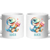 Personalised with Name, Dinosaur Ice Cream Kids Mug – Customised Cute Dino Cup for Children – Available in 11oz, 6oz & Enamel Options