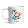 Personalised with Name, Dinosaur Ice Cream Kids Mug – Customised Cute Dino Cup for Children – Available in 11oz, 6oz & Enamel Options