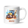Personalised with Name, Bulldozer Kids Mug – Customised Construction-Themed Cup – Available in 11oz, 6oz & Enamel Options