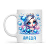 Personalised with Name, Blue Mermaid Princess Kids Mug – Custom Under the Sea Cup for Children – Available in 11oz, 6oz & Enamel