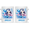 Personalised with Name, Blue Mermaid Princess Kids Mug – Custom Under the Sea Cup for Children – Available in 11oz, 6oz & Enamel