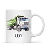 Personalised with Name, Green Dump Truck Kids Mug – Custom Construction Vehicle Cup for Children – Available in 11oz, 6oz & Enamel
