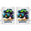 Personalised with Name, Green Monster Truck Kids Mug – Custom Off-Road 4x4 Cup for Children – Available in 11oz, 6oz & Enamel Options