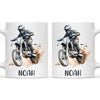 Personalised with Name, Motocross Rider Kids Mug – Customised Dirt Bike Racing Cup for Children – Available in 11oz, 6oz & Enamel Options