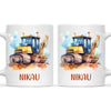 Personalised with Name, Bulldozer Kids Mug – Customised Construction-Themed Cup – Available in 11oz, 6oz & Enamel Options