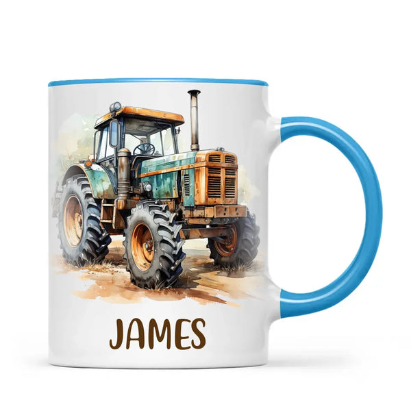 Personalised with Name, Vintage Tractor Kids Mug – Custom Farm Vehicle Cup for Children – Available in 11oz, 6oz & Enamel