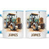 Personalised with Name, Vintage Tractor Kids Mug – Custom Farm Vehicle Cup for Children – Available in 11oz, 6oz & Enamel