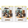 Personalised with Name, Vintage Tractor Kids Mug – Custom Farm Vehicle Cup for Children – Available in 11oz, 6oz & Enamel