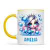 Personalised with Name, Blue Mermaid Princess Kids Mug – Custom Under the Sea Cup for Children – Available in 11oz, 6oz & Enamel