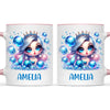 Personalised with Name, Blue Mermaid Princess Kids Mug – Custom Under the Sea Cup for Children – Available in 11oz, 6oz & Enamel