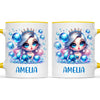 Personalised with Name, Blue Mermaid Princess Kids Mug – Custom Under the Sea Cup for Children – Available in 11oz, 6oz & Enamel