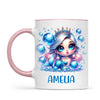 Personalised with Name, Blue Mermaid Princess Kids Mug – Custom Under the Sea Cup for Children – Available in 11oz, 6oz & Enamel
