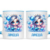 Personalised with Name, Blue Mermaid Princess Kids Mug – Custom Under the Sea Cup for Children – Available in 11oz, 6oz & Enamel