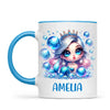 Personalised with Name, Blue Mermaid Princess Kids Mug – Custom Under the Sea Cup for Children – Available in 11oz, 6oz & Enamel