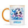 Personalised with Name, Blue Mermaid Princess Kids Mug – Custom Under the Sea Cup for Children – Available in 11oz, 6oz & Enamel