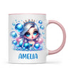 Personalised with Name, Blue Mermaid Princess Kids Mug – Custom Under the Sea Cup for Children – Available in 11oz, 6oz & Enamel