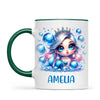 Personalised with Name, Blue Mermaid Princess Kids Mug – Custom Under the Sea Cup for Children – Available in 11oz, 6oz & Enamel