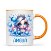 Personalised with Name, Blue Mermaid Princess Kids Mug – Custom Under the Sea Cup for Children – Available in 11oz, 6oz & Enamel