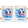Personalised with Name, Blue Mermaid Princess Kids Mug – Custom Under the Sea Cup for Children – Available in 11oz, 6oz & Enamel