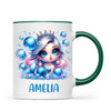 Personalised with Name, Blue Mermaid Princess Kids Mug – Custom Under the Sea Cup for Children – Available in 11oz, 6oz & Enamel