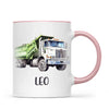 Personalised with Name, Green Dump Truck Kids Mug – Custom Construction Vehicle Cup for Children – Available in 11oz, 6oz & Enamel
