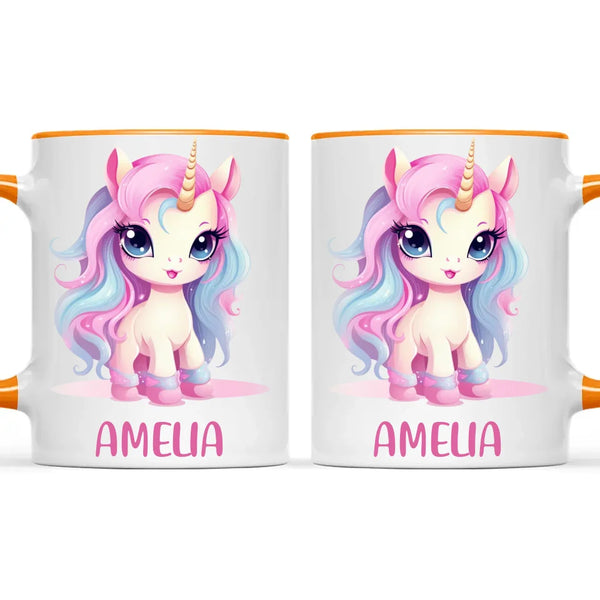 Personalised with Name, Pastel Unicorn Kids Mug – Custom Unicorn Cup for Children – Available in 11oz, 6oz & Enamel